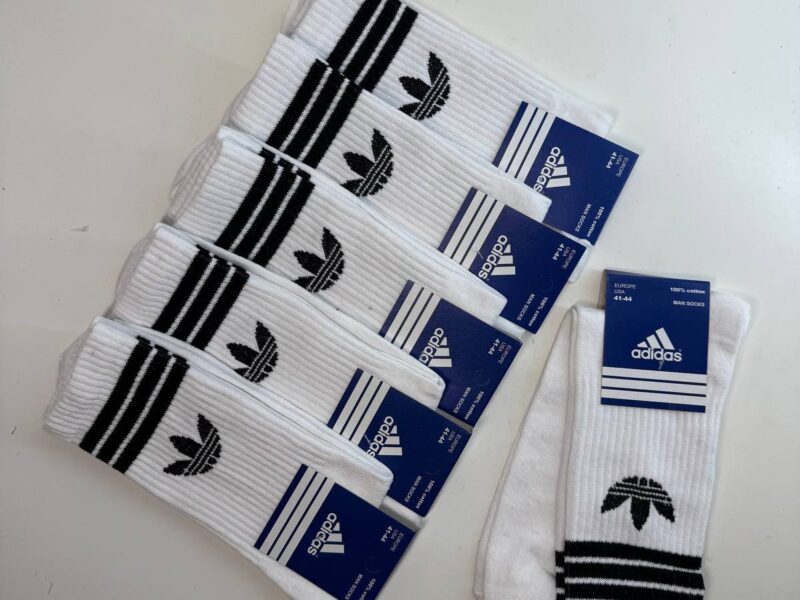 Adidas Wysokie Białe Skarpety Adidas rozmiary od 36 do 44